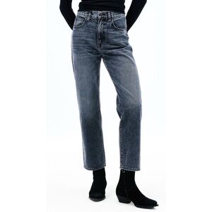 SLVRLAKE London Crop in Many Moons - Washed Black High Rise Straight Leg Jeans